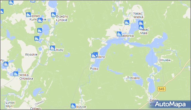 mapa Wikno gmina Nidzica, Wikno gmina Nidzica na mapie Targeo