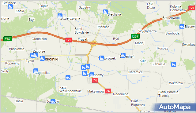 mapa Wiktorówek, Wiktorówek na mapie Targeo