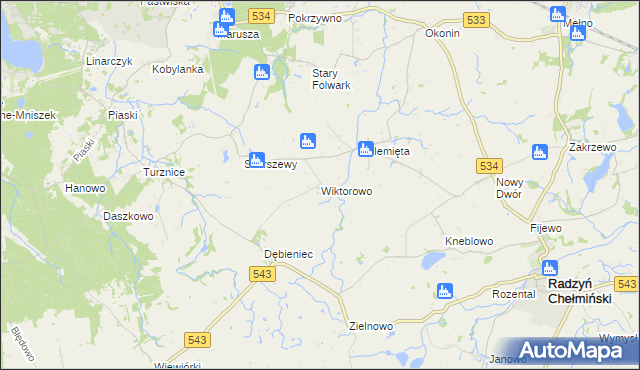 mapa Wiktorowo gmina Gruta, Wiktorowo gmina Gruta na mapie Targeo