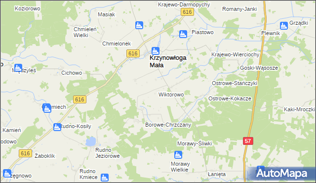 mapa Wiktorowo gmina Krzynowłoga Mała, Wiktorowo gmina Krzynowłoga Mała na mapie Targeo