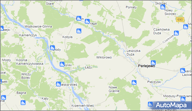 mapa Wiktorowo gmina Perlejewo, Wiktorowo gmina Perlejewo na mapie Targeo