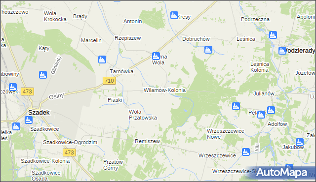 mapa Wilamów gmina Szadek, Wilamów gmina Szadek na mapie Targeo