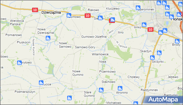 mapa Wilamowice gmina Dzierzążnia, Wilamowice gmina Dzierzążnia na mapie Targeo