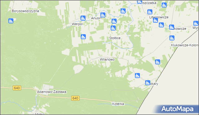 mapa Wilanowo gmina Mielnik, Wilanowo gmina Mielnik na mapie Targeo