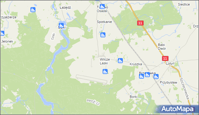 mapa Wilcze Laski, Wilcze Laski na mapie Targeo