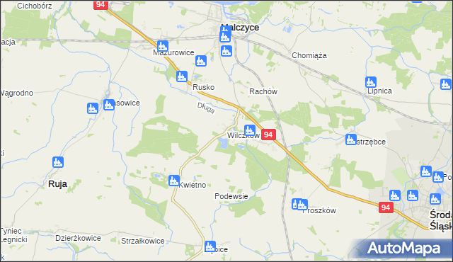 mapa Wilczków gmina Malczyce, Wilczków gmina Malczyce na mapie Targeo