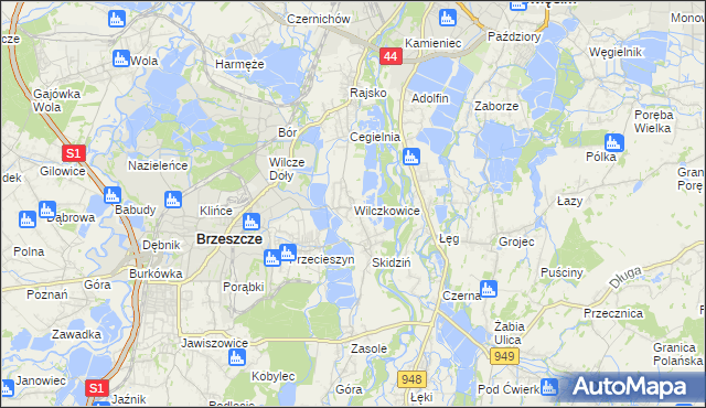 mapa Wilczkowice gmina Brzeszcze, Wilczkowice gmina Brzeszcze na mapie Targeo