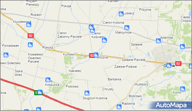 mapa Wilczna gmina Słupca, Wilczna gmina Słupca na mapie Targeo