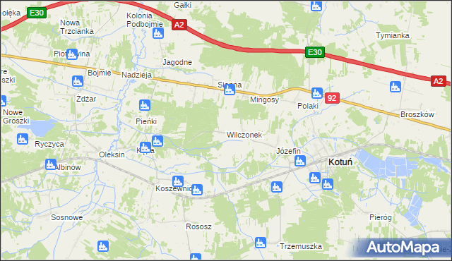mapa Wilczonek, Wilczonek na mapie Targeo