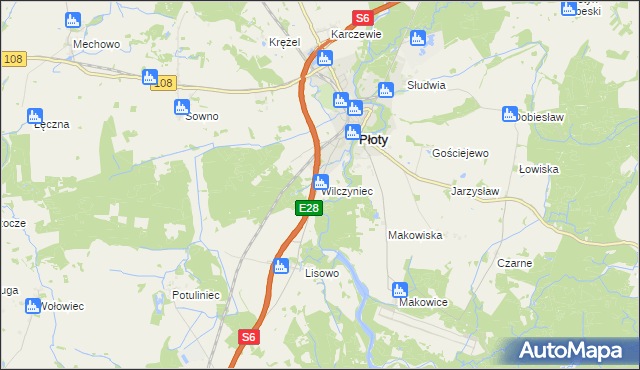 mapa Wilczyniec gmina Płoty, Wilczyniec gmina Płoty na mapie Targeo