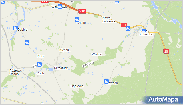 mapa Wildek gmina Szydłowo, Wildek gmina Szydłowo na mapie Targeo