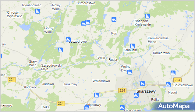 mapa Wilki gmina Skarszewy, Wilki gmina Skarszewy na mapie Targeo