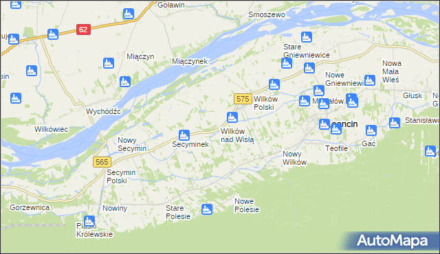 mapa Wilków nad Wisłą, Wilków nad Wisłą na mapie Targeo