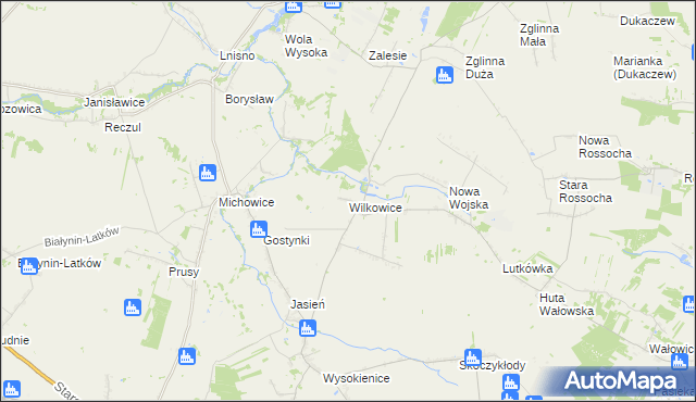 mapa Wilkowice gmina Rawa Mazowiecka, Wilkowice gmina Rawa Mazowiecka na mapie Targeo