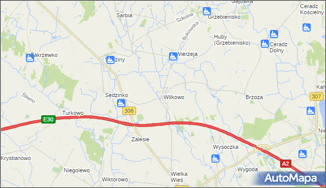 mapa Wilkowo gmina Duszniki, Wilkowo gmina Duszniki na mapie Targeo