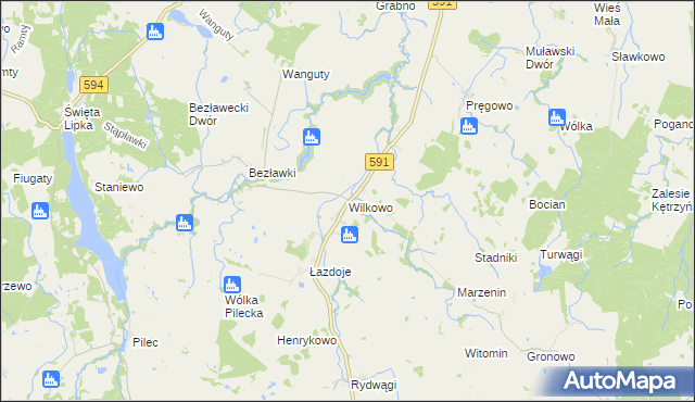 mapa Wilkowo gmina Kętrzyn, Wilkowo gmina Kętrzyn na mapie Targeo