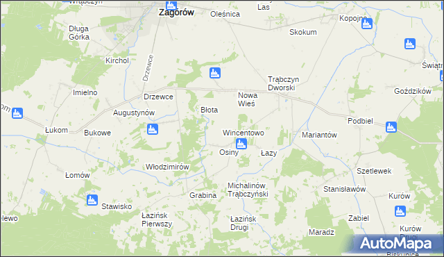 mapa Wincentowo gmina Zagórów, Wincentowo gmina Zagórów na mapie Targeo