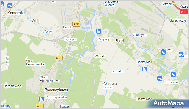 mapa Wiórek, Wiórek na mapie Targeo