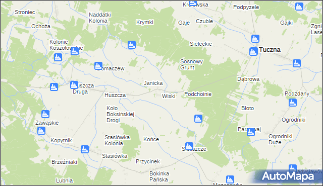 mapa Wiski gmina Tuczna, Wiski gmina Tuczna na mapie Targeo