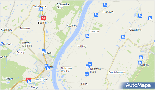 mapa Wiśliny, Wiśliny na mapie Targeo