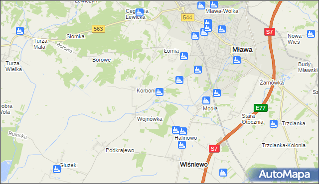 mapa Wiśniewko gmina Wiśniewo, Wiśniewko gmina Wiśniewo na mapie Targeo