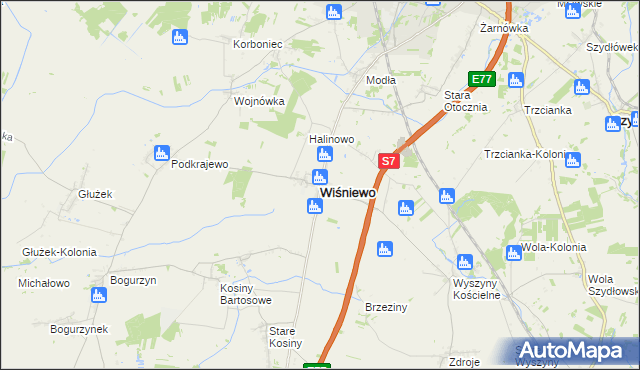 mapa Wiśniewo powiat mławski, Wiśniewo powiat mławski na mapie Targeo