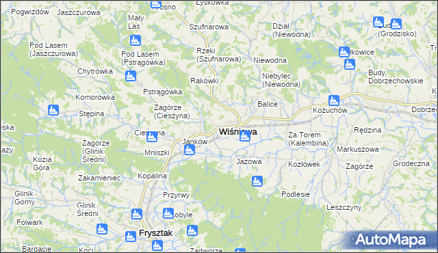 mapa Wiśniowa powiat strzyżowski, Wiśniowa powiat strzyżowski na mapie Targeo