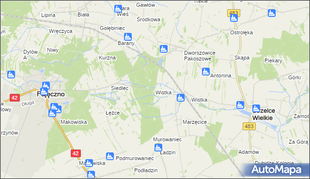 mapa Wistka gmina Pajęczno, Wistka gmina Pajęczno na mapie Targeo