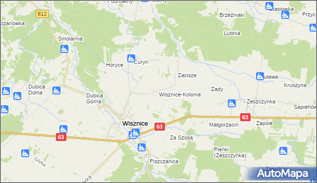 mapa Wisznice-Kolonia, Wisznice-Kolonia na mapie Targeo