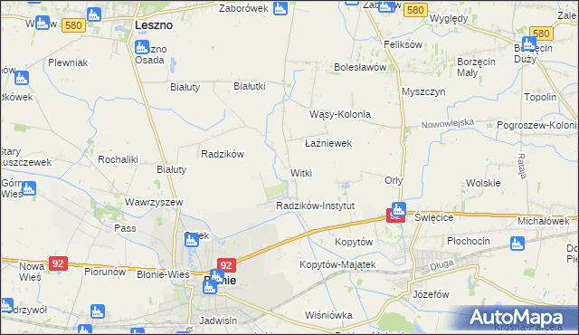 mapa Witki gmina Błonie, Witki gmina Błonie na mapie Targeo