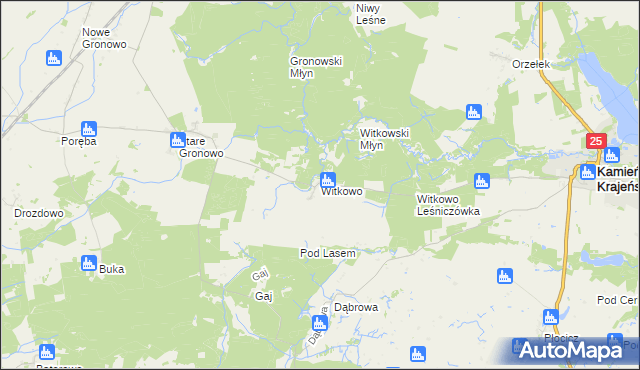 mapa Witkowo gmina Kamień Krajeński, Witkowo gmina Kamień Krajeński na mapie Targeo