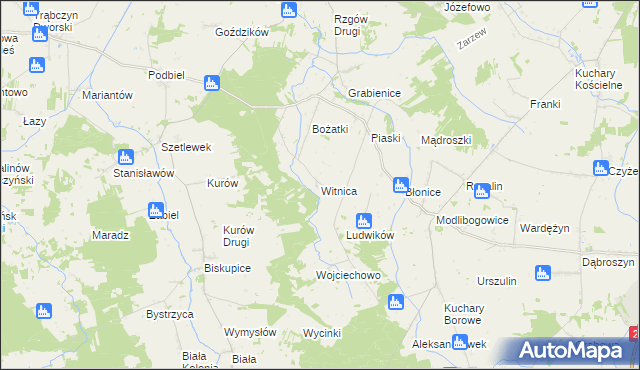 mapa Witnica gmina Rzgów, Witnica gmina Rzgów na mapie Targeo