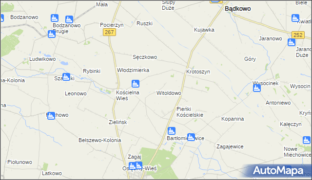 mapa Witoldowo gmina Osięciny, Witoldowo gmina Osięciny na mapie Targeo