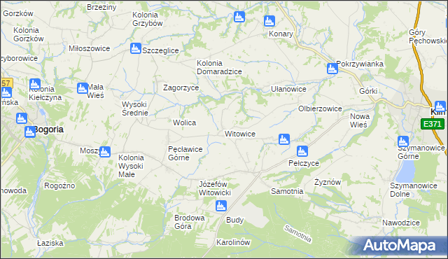 mapa Witowice gmina Bogoria, Witowice gmina Bogoria na mapie Targeo