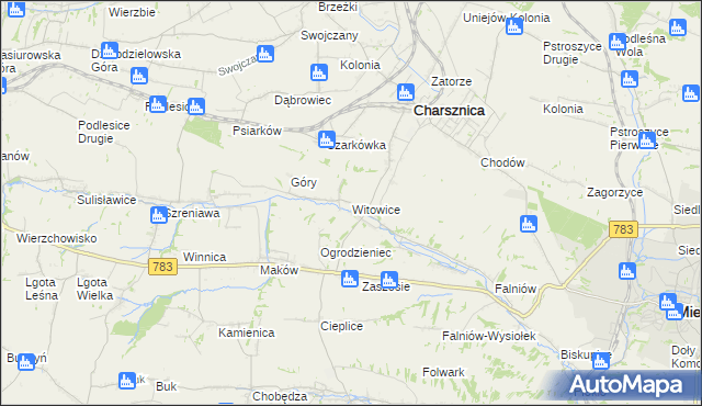 mapa Witowice gmina Charsznica, Witowice gmina Charsznica na mapie Targeo