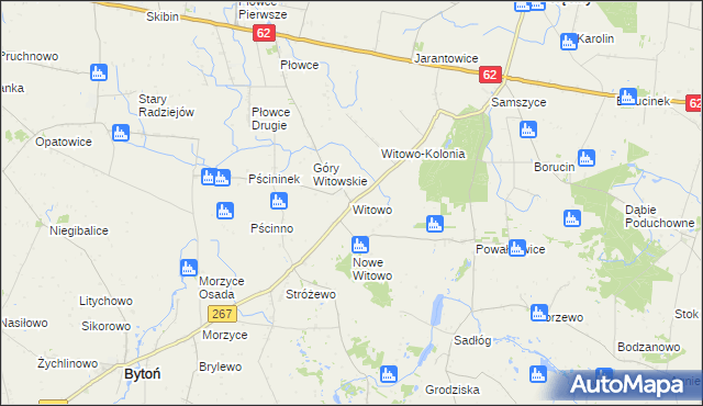 mapa Witowo gmina Bytoń, Witowo gmina Bytoń na mapie Targeo