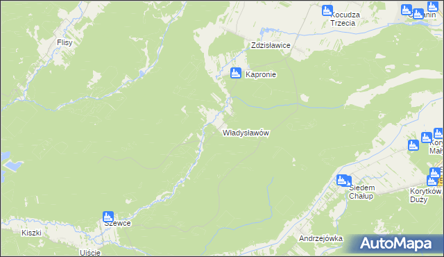 mapa Władysławów gmina Dzwola, Władysławów gmina Dzwola na mapie Targeo