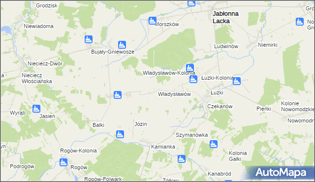 mapa Władysławów gmina Jabłonna Lacka, Władysławów gmina Jabłonna Lacka na mapie Targeo