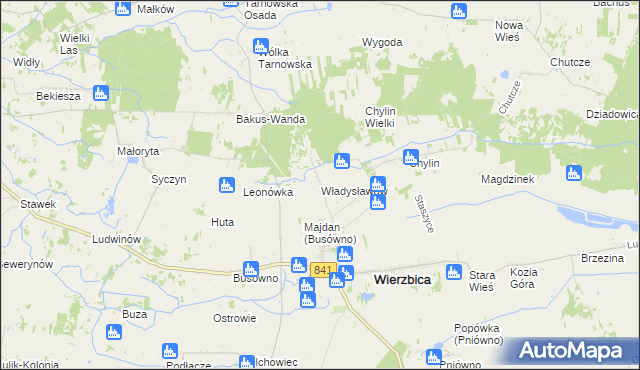 mapa Władysławów gmina Wierzbica, Władysławów gmina Wierzbica na mapie Targeo