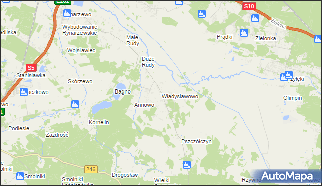 mapa Władysławowo gmina Łabiszyn, Władysławowo gmina Łabiszyn na mapie Targeo