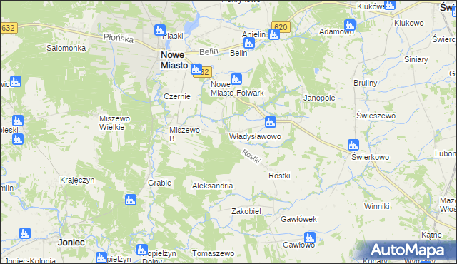 mapa Władysławowo gmina Nowe Miasto, Władysławowo gmina Nowe Miasto na mapie Targeo