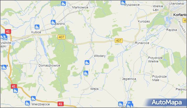 mapa Włodary, Włodary na mapie Targeo