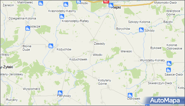 mapa Włodki gmina Repki, Włodki gmina Repki na mapie Targeo