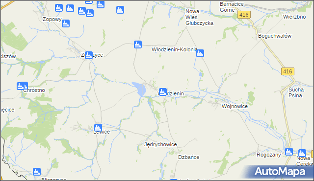 mapa Włodzienin, Włodzienin na mapie Targeo