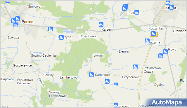 mapa Włostki, Włostki na mapie Targeo