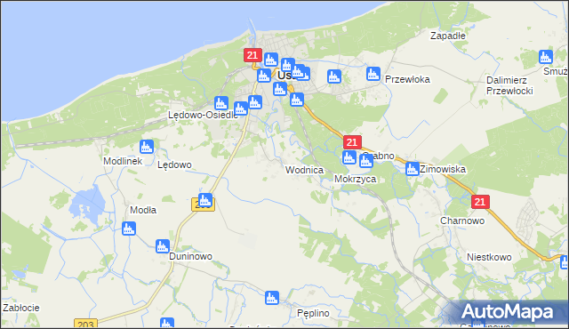 mapa Wodnica gmina Ustka, Wodnica gmina Ustka na mapie Targeo