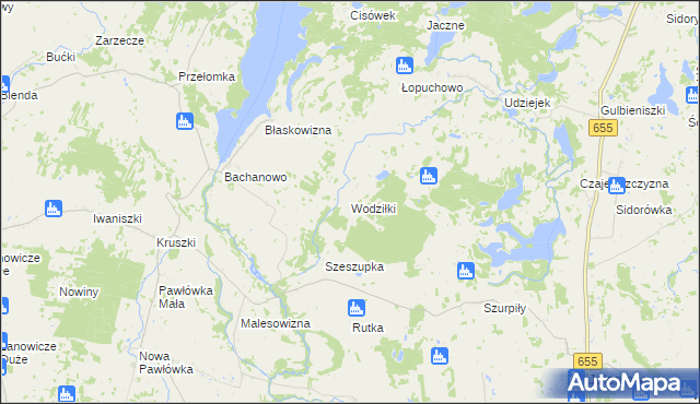 mapa Wodziłki, Wodziłki na mapie Targeo