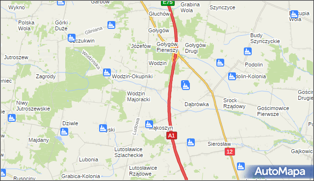 mapa Wodzinek gmina Tuszyn, Wodzinek gmina Tuszyn na mapie Targeo