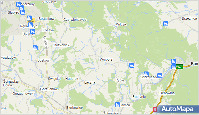 mapa Wojbórz, Wojbórz na mapie Targeo