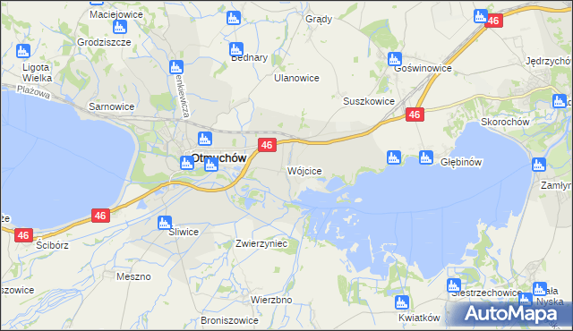 mapa Wójcice gmina Otmuchów, Wójcice gmina Otmuchów na mapie Targeo